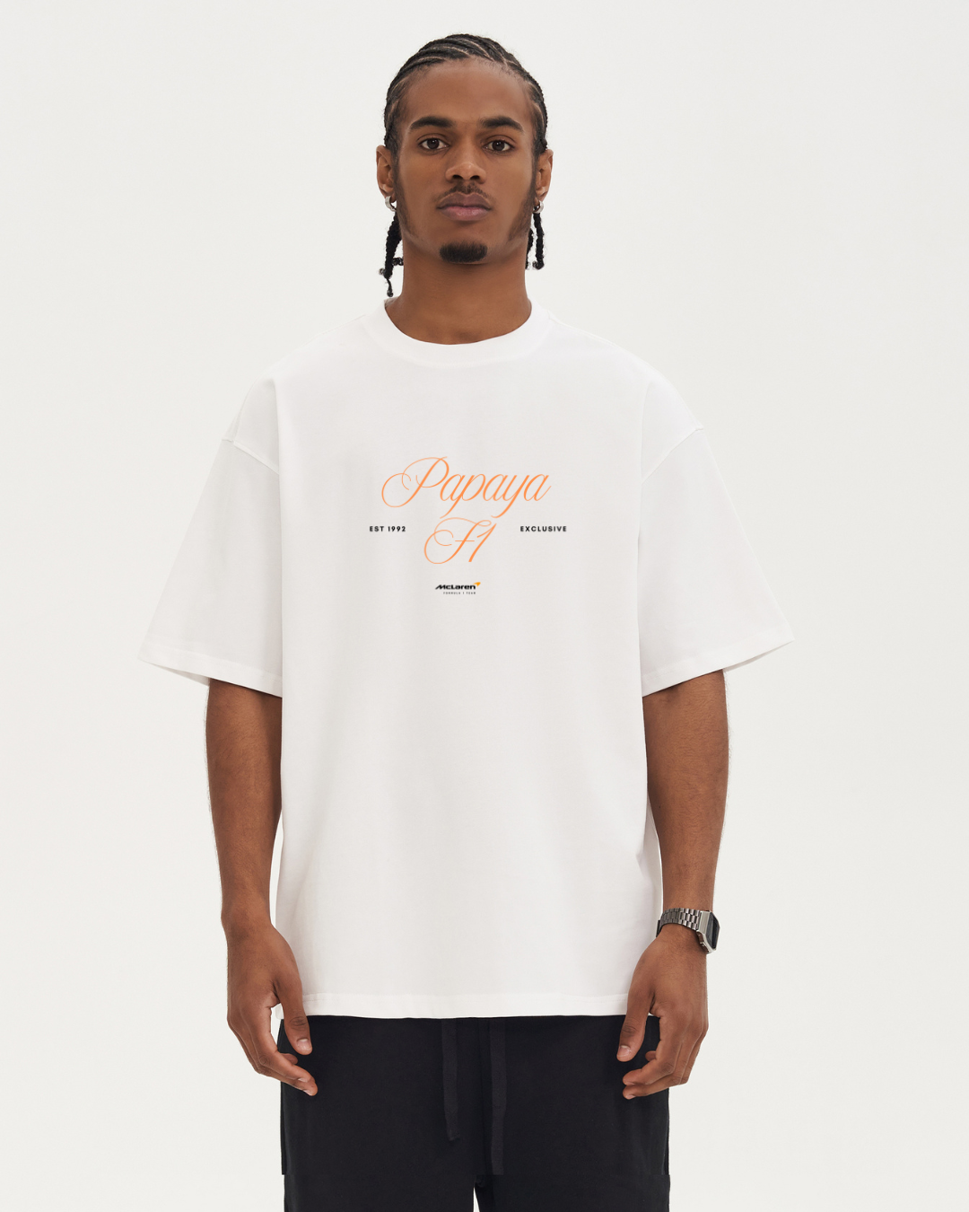 Mclaren Papaya – White Tee